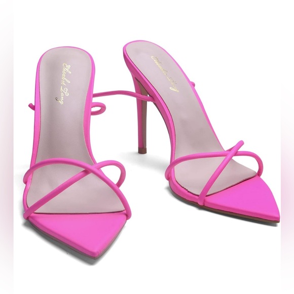 Elisabet Tang Fluorescent Pink 4.3” High Stilettos Sandals, Sexy Strappy  8.5 - Picture 6 of 12
